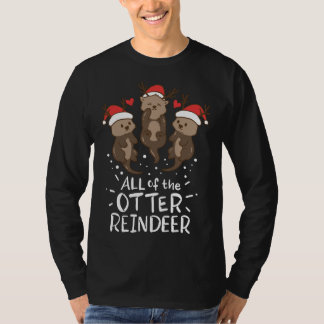 Otter Reindeer Kerstmis Cadeau met cadeau T-shirt