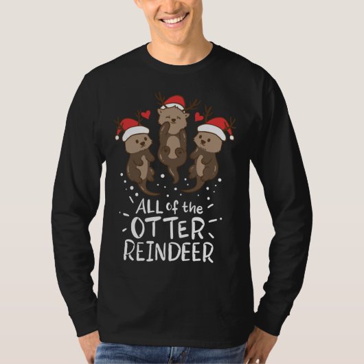 Otter Reindeer Kerstmis Cadeau met cadeau T-shirt (Voorkant)