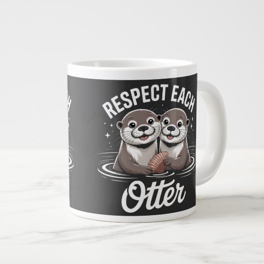 Otter Respect Each Other Funny Grote Koffiekop (Voorkant rechts)
