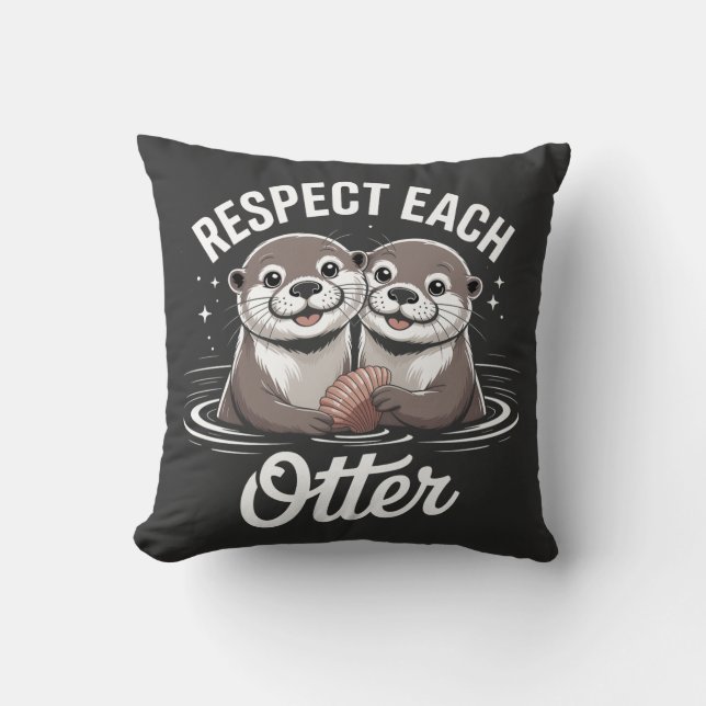 Otter Respecteren Elkaar Grappig Kussen (Voorkant)