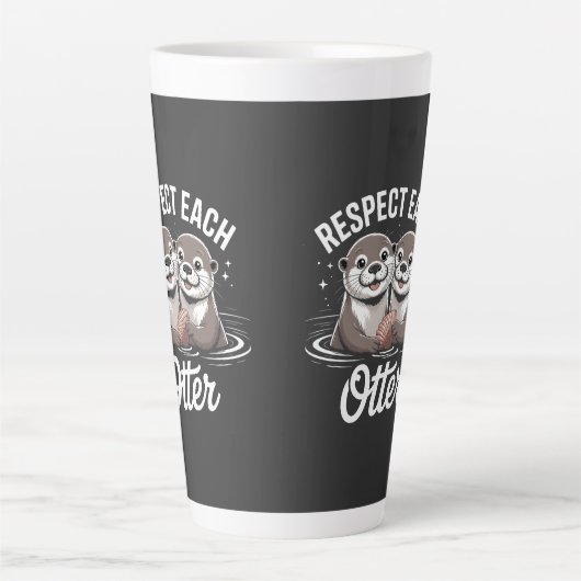 Otter Respecteren Elkaar Grappig Latte Mok (Voorkant)