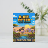 Otter, Retro 8-Bit Pixelkunst Briefkaart (Staand voorkant)