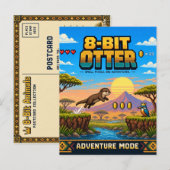 Otter, Retro 8-Bit Pixelkunst Briefkaart (Voorkant / Achterkant)
