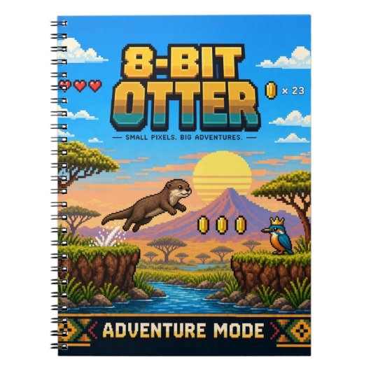 Otter, Retro 8-Bit Pixelkunst Notitieboek (Voorkant)