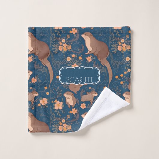 Otter Retro Kleurrijk Gepersonaliseerd Patroon Bad Handdoek (Wasdoekje)