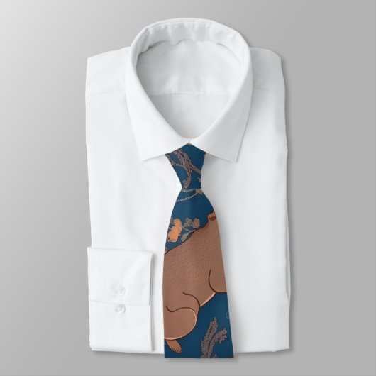 Otter Retro Kleurrijk Gepersonaliseerd Patroon Stropdas (Gebonden)