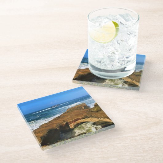 Otter Rock in Devil's Punchbowl State Park, Oregon Glazen Onderzetter (Schuin)