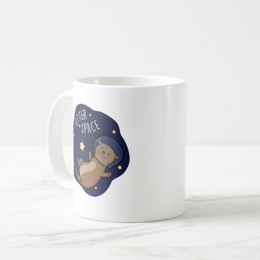 Otter Ruimte Grappige Astronaut Otter Pun Koffiemok (Voorkant links)