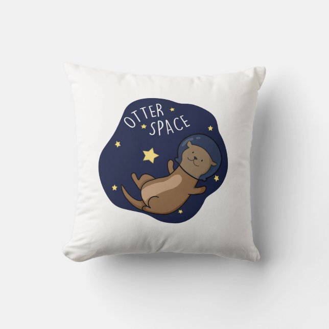 Otter Ruimte Grappige Astronaut Otter Pun Kussen (Voorkant)