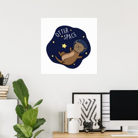 Otter Ruimte Grappige Astronaut Otter Pun Poster (Thuiskantoor)
