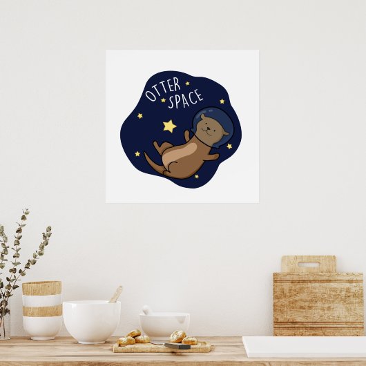 Otter Ruimte Grappige Astronaut Otter Pun Poster (Keuken)