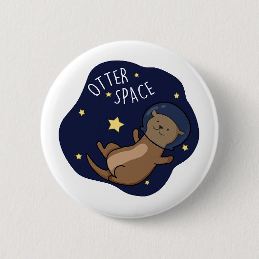 Otter Ruimte Grappige Astronaut Otter Pun Ronde Button 5,7 Cm (Voorkant)
