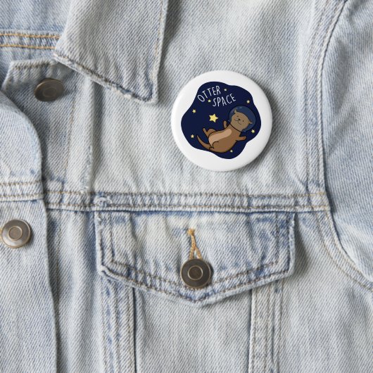 Otter Ruimte Grappige Astronaut Otter Pun Ronde Button 5,7 Cm (In situ)