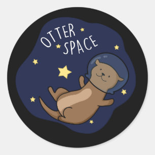 Otter Ruimte Grappige Astronaut Otter Pun Ronde Sticker
