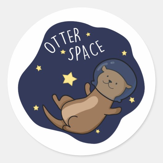 Otter Ruimte Grappige Astronaut Otter Pun Ronde Sticker (Voorkant)