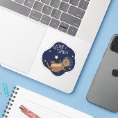 Otter Ruimte Grappige Astronaut Otter Pun Sticker (Laptop met iPhone)