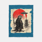 Otter Samurai Retro Ufo Japanese Warrior Art Graph Fleece Deken (Voorkant)