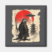 Otter Samurai Retro Ufo Japanese Warrior Art Graph Magneet (Voorkant)