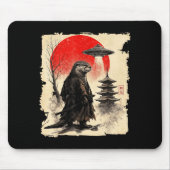 Otter Samurai Retro Ufo Japanese Warrior Art Graph Muismat (Voorkant)