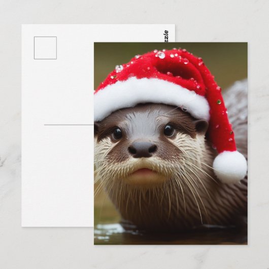 Otter Santa Hat Schattig Briefkaart (Voorkant / Achterkant)