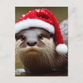 Otter Santa Hat Schattig Briefkaart (Voorkant)