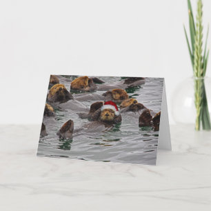 Otter Santa Kerstkaart Feestdagen Kaart