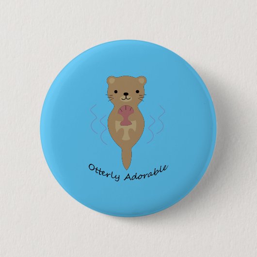 Otter Schattig Ronde Button 5,7 Cm (Voorkant)