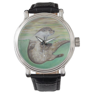 Otter-schildering van de afspeelrivier horloge