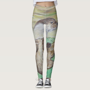 Otter-schildering van de afspeelrivier leggings