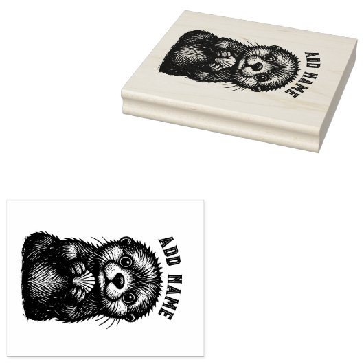 Otter & Shell Rubberstempel (Gestempeld)