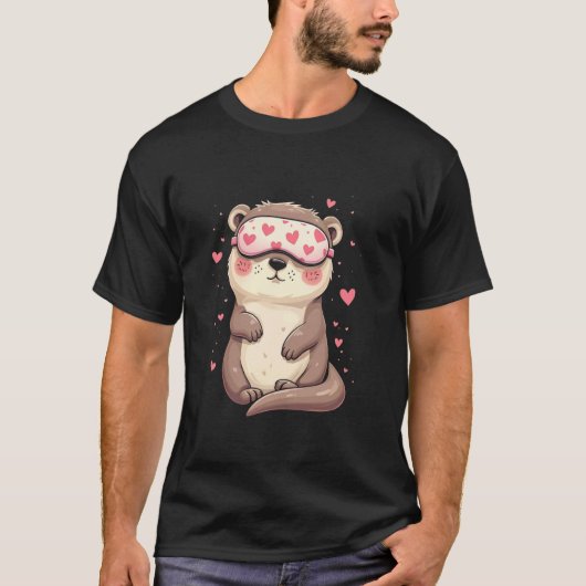 Otter slaapmasker hart t-shirt (Voorkant)
