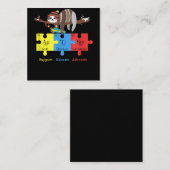 Otter Sloth Support Educate Advocate Autism Vierkante Visitekaartje (Voorkant / Achterkant)