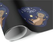 Otter Space Funny Astronaut Otter Pun Dark BG Cadeaupapier (Rol Hoek)