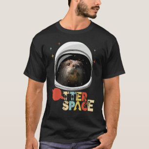 Otter Space Outer Space Astronaut Helmet Planets T-shirt