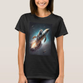 Otter Space Puns Space Otter Riding A Rocket 3 T-shirt (Voorkant)
