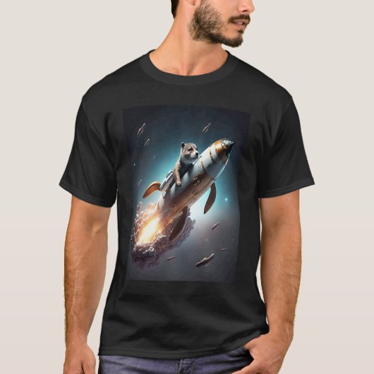 Otter Space Puns Space Otter Riding A Rocket  3 T-shirt (Voorkant)