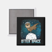 Otter Space Shirt, Funny Outer Space Animal Magneet (Voorkant / Achterkant)