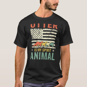  Otter Spirit Animal Retro ons Amerikaanse vlag T-shirt
