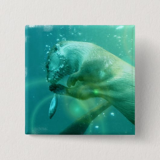 Otter Square Pin zwemmen Vierkante Button 5,1 Cm (Voorkant)