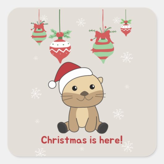 Otter Square S Vierkante Sticker (Voorkant)