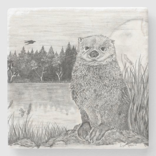 otter stenen onderzetter (Voorkant)