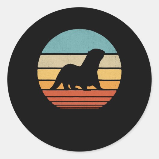 Otter Style 60s 70s Mannen Ronde Sticker (Voorkant)