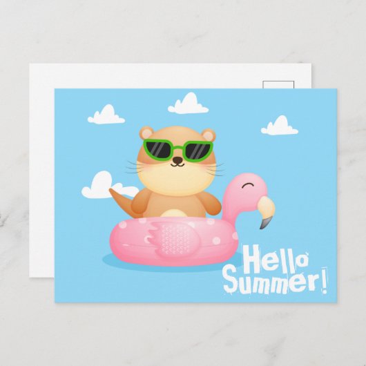 Otter Summer Briefkaart (Voorkant / Achterkant)