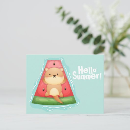 Otter Summer Briefkaart (Staand voorkant)