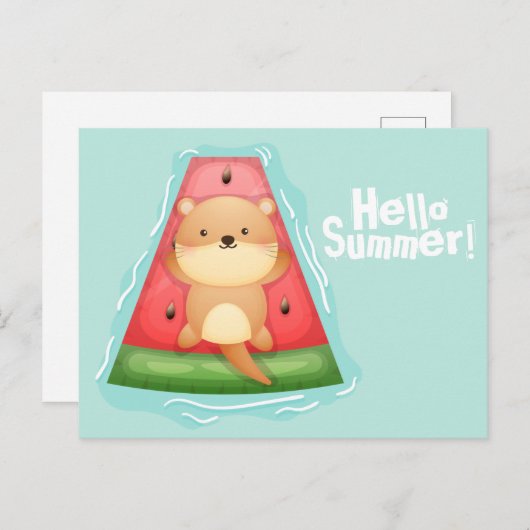 Otter Summer Briefkaart (Voorkant / Achterkant)