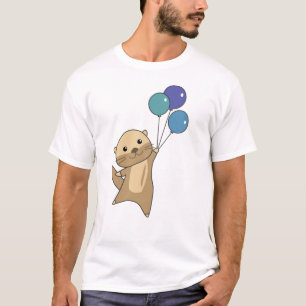Otter Sweet Animal vliegt met ballonnen omhoog T-shirt