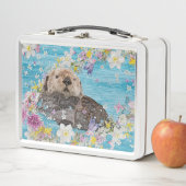 Otter Swimming in Flowers (In situ)