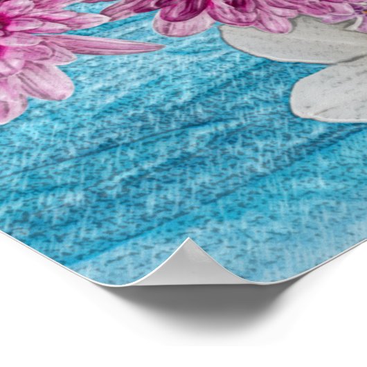 Otter Swimming in Flowers Poster (Hoek)