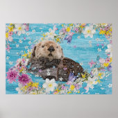 Otter Swimming in Flowers Poster (Voorkant)