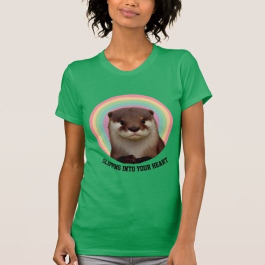 Otter t-shirt, Schattigee Rainbow Otter Vibes T-sh T-shirt (Voorkant)